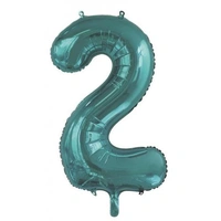 #2 Teal 34" Foil Balloon