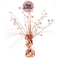 Happy Birthday Rose Gold Stars Balloon Weight Centrepiece