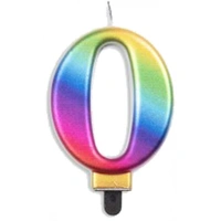 Number 0 Rainbow Birthday Candle