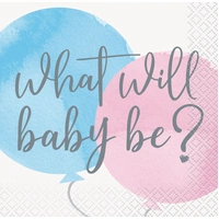 Gender Reveal Paper Napkins - Pk 16