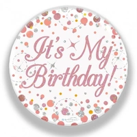 Rose Gold/White Sparkling Fizz Birthday Badge (75mm)