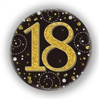 BADGE 75MM FIZZ #18 BLK/GOLDP1