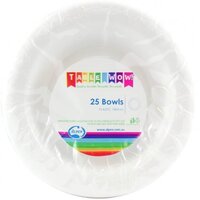 REUSABLE White Plastic Bowls (18cm) - Pk 20