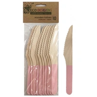 Light Pink Handle Wooden Knife - Pk 10*