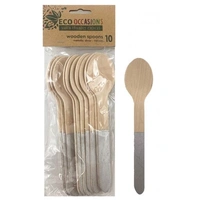 Silver Handle Wooden Spoons - Pk 10*