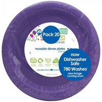 Reusable Lavender Plastic Dinner Plates (230 mm) - Pk 20