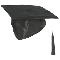 Adult's Black Satin Mortar Board Hat