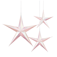 Iridescent Pink & White 3D Hanging Stars - Pk 3