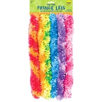 Two-Tone Rainbow Fringed Leis - Pk 6