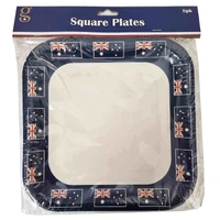 Aussie Map Square Paper Plates (23cm) - Pk 8