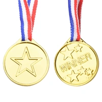 Plastic Gold Medals w/ Lanyards - Pk 6