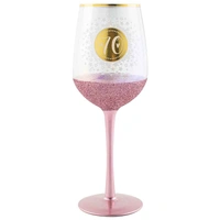 "70" Gold & Pink Glitterati Wine Glass