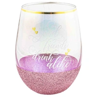 "Good Friends Drink Alike" Glitterati Stemless Wine Glass