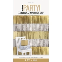 Silver & Gold Fringed Foil Backdrop Kit