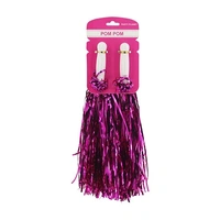 Metallic Hot Pink Pom Poms - Pk 2