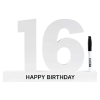 White 16th Birthday Sign It Block