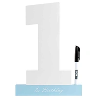 Blue & White 1st Birthday Sign It Block