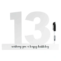 White 13th Birthday Sign It Block