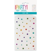 White & Rainbow Star Pattern Treat Bags - Pk 4