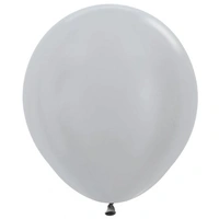 46cm Satin Silver Latex Balloons - Pk 25