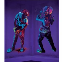 Creepy Carnival Clown Zombies UV Reactive Scene Setters - Pk 2