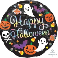 Happy Halloween Holographic Round Foil Balloon (45cm)