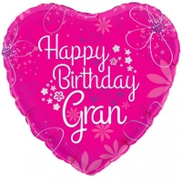 Happy Birthday Gran Heart Foil Balloon (45cm)*