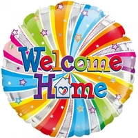 "Welcome Home" Rainbow Swirl Round Foil Balloon (45cm)