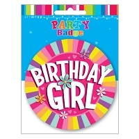 Multicolour Pink Birthday Girl Large Badge