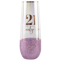 21 Twenty-One Purple Glitterati Stemless Champagne Glass