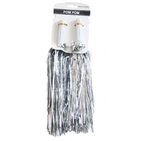 Metallic Silver Pom Poms - Pk 2