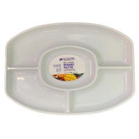 4-Section Reusable White Divided Serving Platter (46x32x3cm)