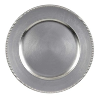 Premium Reusable Metallic Silver Serving Plate (35cm)