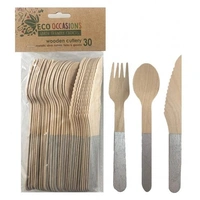 Silver Handle Wooden Cutlery - Pk 30*