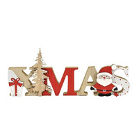 MDF Xmas Sign With Santa 30x3x12cm