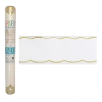 White & Gold Scalloped Paper Table Runner (2m)