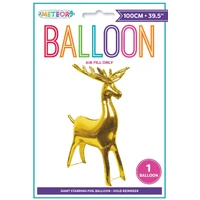 Giant Standing Gold Reindeer Foil Balloon (1m)