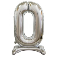 76cm Silver Number 0 Standing Foil Balloon*