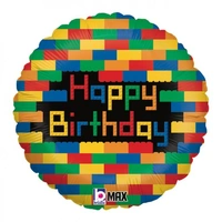 Birthday Lego Blocks Round Foil Balloon (18in.)