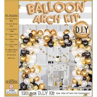 Black & Gold Balloon Arch Kit 120pcs 