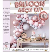 Pink, Grey & Rose Gold Balloon Arch Kit 120pcs