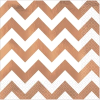 Chevron Rose Gold Lunch Napkins - Pk 16*