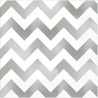 Chevron Silver Lunch Napkins - Pk 16*