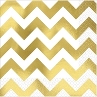 Chevron Gold Lunch Napkins - Pk 16*