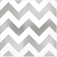 Chevron Silver Beverage Napkins - Pk 16*