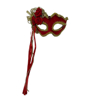 Red and Gold Elastic Mask with Ribbon