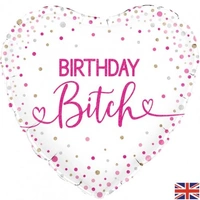 Birthday Bitch Heart Holographic Foil Balloon (45cm) Pk 1