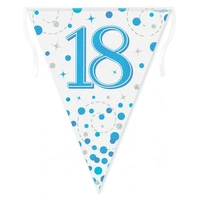 Sparkling Fizz Blue 18th Bunting (390cm) Pk 1