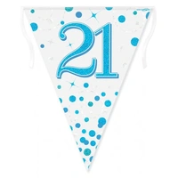 Sparkling Fizz Blue 21st Bunting (390cm) Pk 1