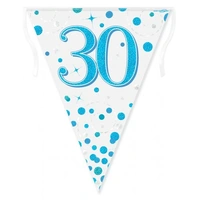 Sparkling Fizz Blue 30th Bunting (390cm) Pk 1